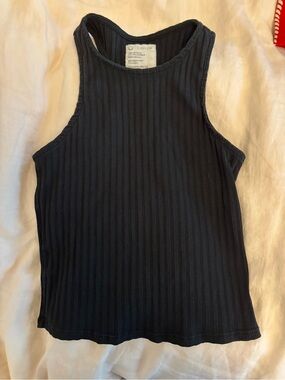 Organic Cotton Black Ribbed Tank Top